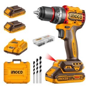 About this item INGCO Impact Drill 66NM 20V Cordless Brushless Motor 22+1+1 30000 bpm Electric Drill With 2Pcs Battery And Charger 47-Pcs Drill Bits Packed by Carrying Case Price 5500/. Powerful Performance: Featuring a brushless motor, it delivers a maximum torque of 66Nm and a no-load speed of up to 2000 RPM for efficient drilling and fastening. High Impact Rate: With a maximum impact rate of 30,000 BPM, this drill excels in tackling tough materials like masonry with ease. Versatile Settings: Offers 22 torque settings plus 1 for drilling and 1 for impact, providing ultimate control for various applications. Complete Accessory Kit: Includes 47 pieces of accessories along with three masonry drill bits, equipping you for a wide range of projects. Convenient Features: Integrated LED work light and battery power indicator enhance usability, while the durable carrying case ensures easy transport and storage.