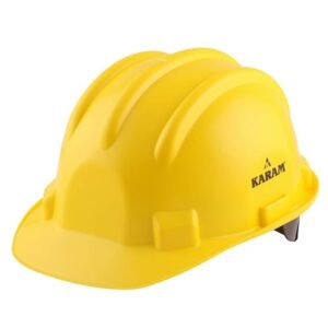 KARAM PN542 Safety Helmet for Men Yello Industrial & Construction Helmet Ratchet Type Adjustment with Adjustable Chin Strap Ventilation & Side Slot for Attachment Certified Hard Hat Super