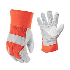 Mig Welding Works Leather Hand Gloves Double Palm & Resistant Coated For Handling Machinery Mechanics & Welding Gloves Color Orange-White 1pair Price