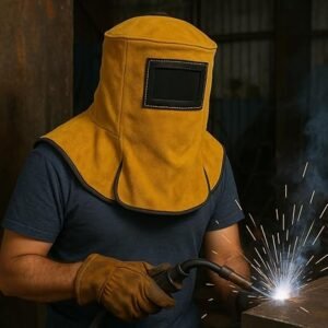Leather Welding Hood- Shield Cover Shoulder Solar Auto-Darkening Helmet Full Head Neck Protection For Welding Sparks Get Best Price