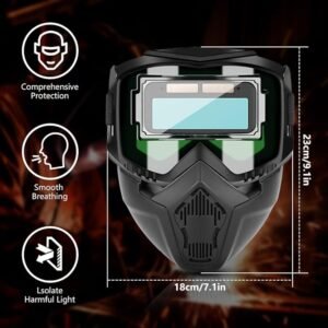 SAFETY Helmet With Auto-Darkening Welding Goggles Includes Light weight & Breathable PP Face Mask with Foam Eye Frame Adjustable Head Strap Get Best Offer Price