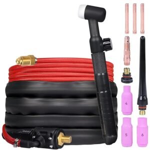 ARGON-TIG SUPER Quality Welding Gun WP-17V Argon TIG Torch with 13FT Red Air Hose and 10-25mm Connector Lift Tig Torch 150amp with 13FT Cable for ARCCAPTAIN ARC160 MIG130 MIG160 ARC165 Pro and MIG145 Get Best Offer Price