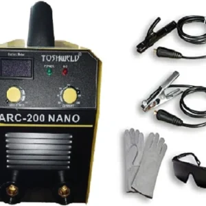 Tosh Weld ARC-200 IGBT Welding Machine 230V 200A Yellow With Black Googles Leather Gloves And 10pcs Welding Rod