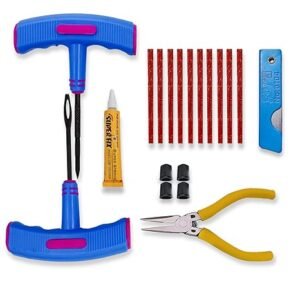 Tubeless Tyre Puncture Repair Kit with Rubberized Anti-Slip Hand Tools for Better Grip Cars and Bike Tubeless Tyre Repair Emergency Kit Get Best Offer Price