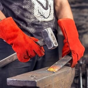 S-K Leather Hand Glove Palm Design Fireproof For Welding Works 1pair