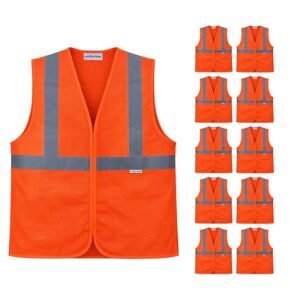 Safety Jacket for Men and Women Reflective Orange Color uniformer Premium High Visibility Ideal Unisex Safety Jacket for Civil Engineer Used in Airport Construction Traffic