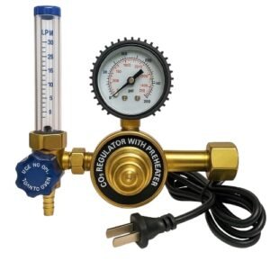 36V CO₂ MIG Welding Regulator with Flowmeter & Built-in Preheater Heavy Brass Body Inverter Welding Machine Compatible
