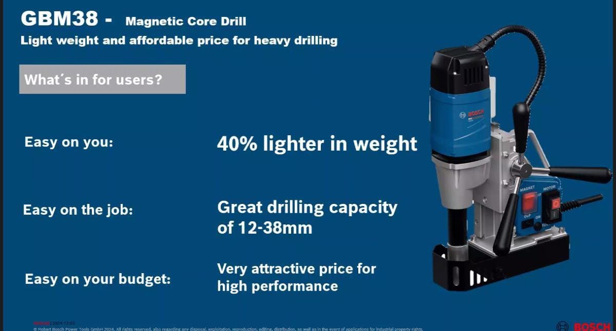BOSCH Core Cutting Machine Pro GBM 38 Magnetic Core Drill Bosch Professional Get Best Price In Mumbai Nagdevi - Image 5