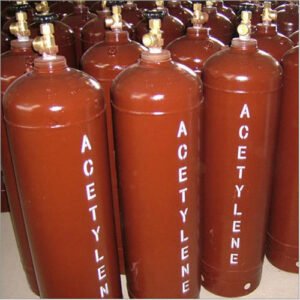 Acetylene Gas Cylinder 40l Steel Leak Proof Red Finishm 150 Bar Pressure Acetylene Valve 1100 Mm Height