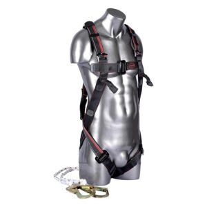 Karam Full Body Safety Harness with Energy Absorbing Double Lanyard & Scaffolding Hook Adjustable Straps Construction Harness & Fall Protection PN22(PN206D